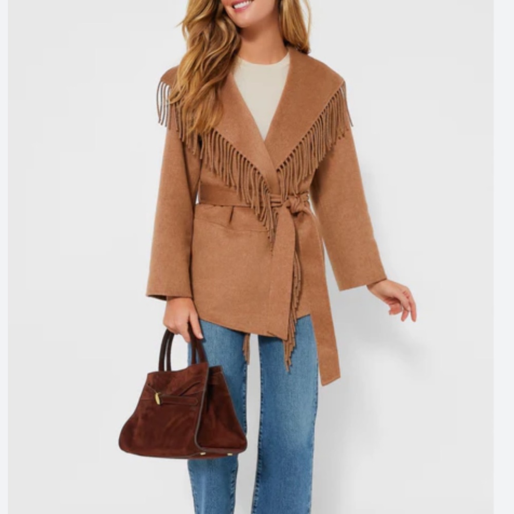SIMKHAI Rowen Fringe Belted Wool Jacket - Picture 10 of 16
